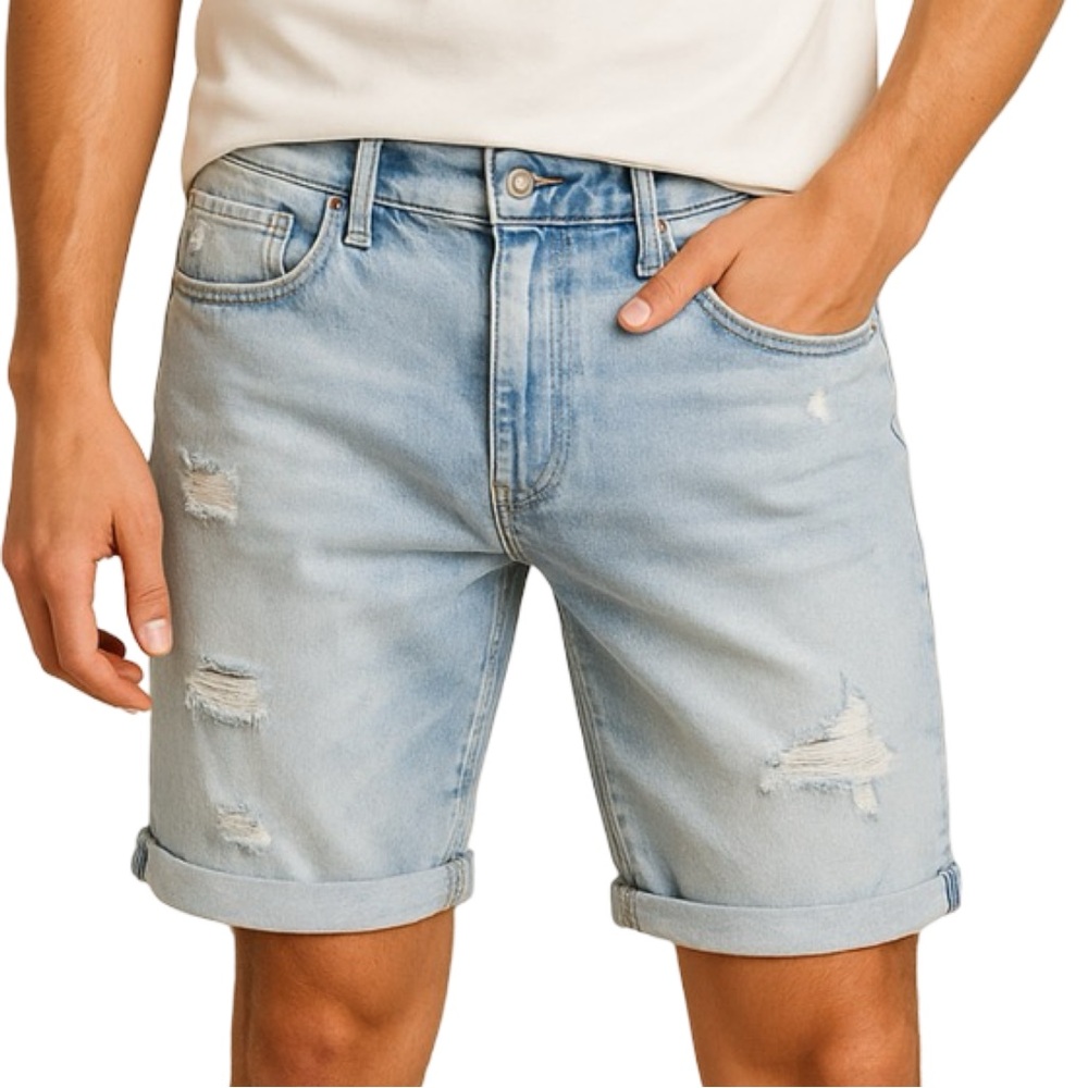 Men’s &Denim by H&M Shorts Size 30 Slim Fit Low Waist Button Fly Bermuda Cuffed